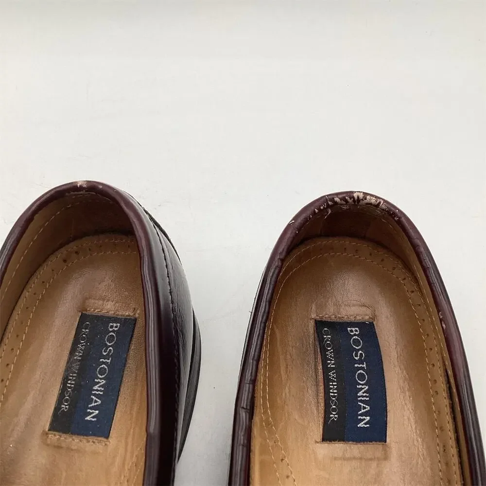 Bostonian Men's Penny Loafers Size 10.5 D Burgundy Leather Dress‎ Shoes